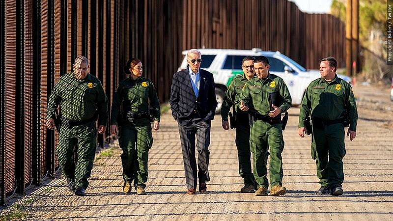 FILE - President Joe Biden is shown visiting the U.S. border with Mexico earlier this month.