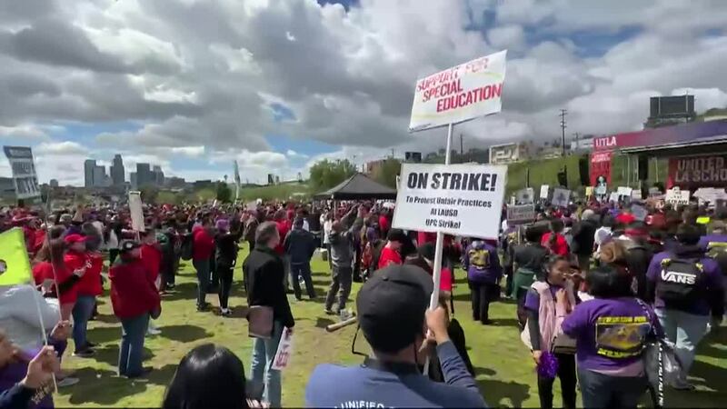The Los Angeles Unified School District workers ended a massive strike. (KCAL, KCBS)