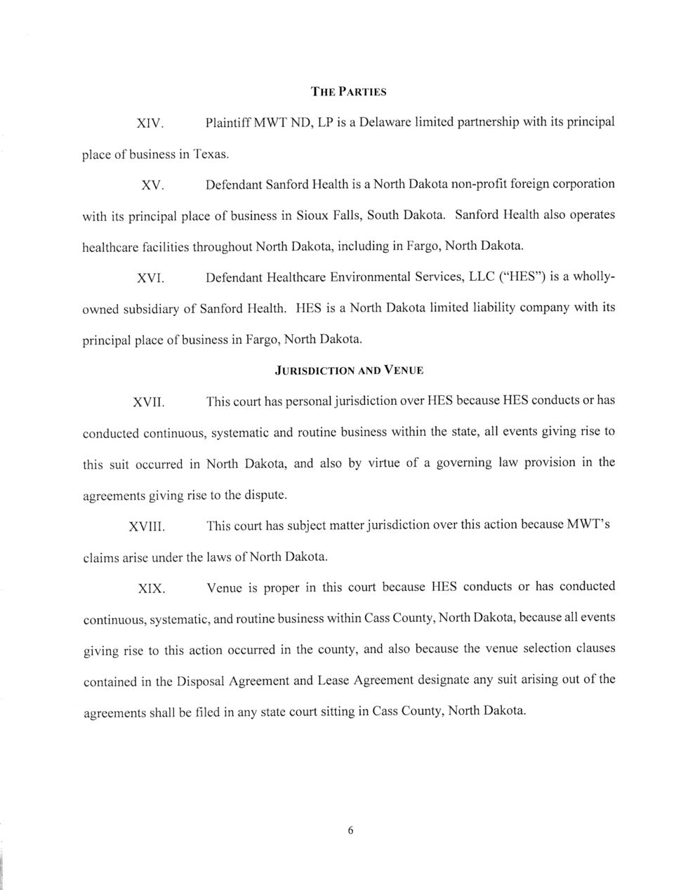 Page 6 – Lawsuit filed in Cass County against Sanford Health