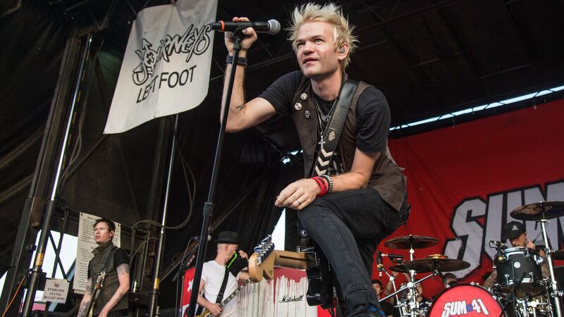 Deryck Whibley of Sum 41 performs at the 2016 Vans Warped Tour at the Klipsch Music Center on...
