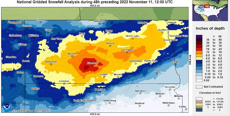 Snow totals from Nov. 10 storm