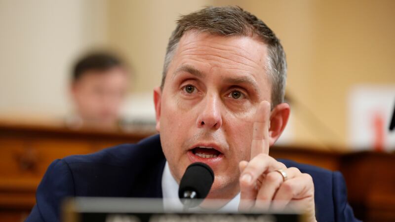 Rep. Kelly Armstrong, R-N.D., speaks on Capitol Hill in Washington. (AP Photo/Andrew Harnik)