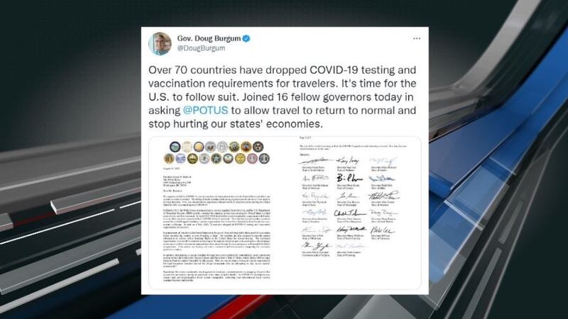 The governors are asking the president to "allow travel to return to normal and stop hurting...