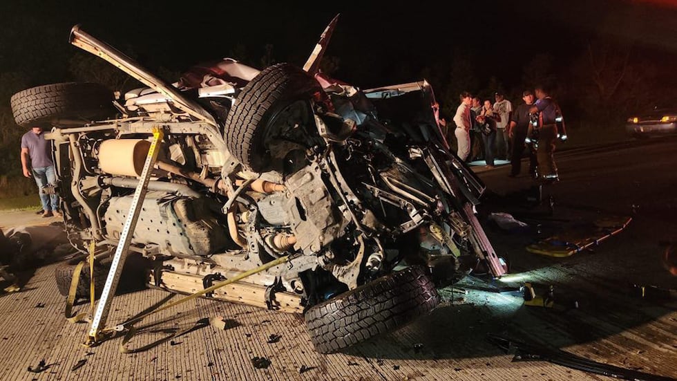 A crash on Central Thruway near Hamilton Avenue in Louisiana on Saturday.