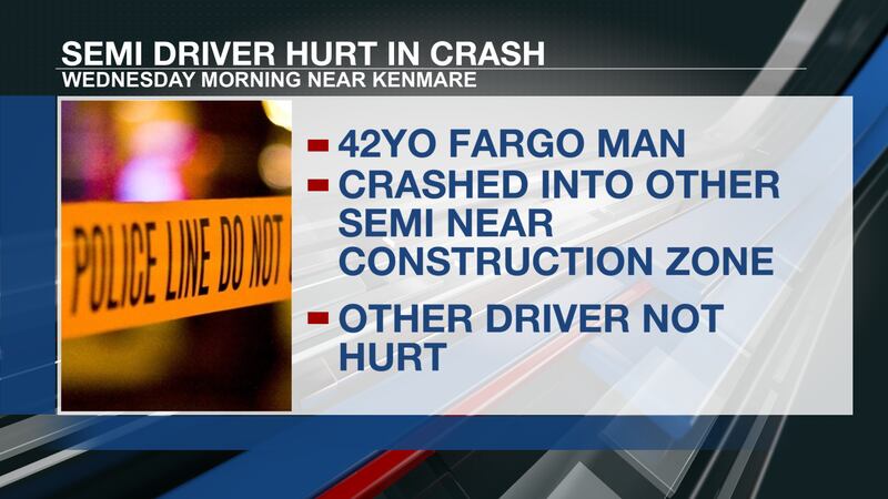 Semi driver seriously hurt in crash near construction zone