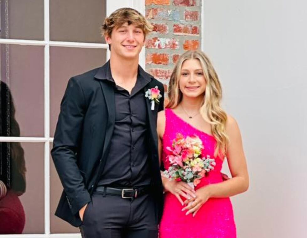 Rylee Vickry (right) is shown with her boyfriend. She was injured in Saturday's crash.