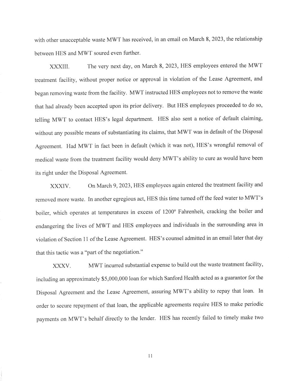 Page 11 – Lawsuit filed in Cass County against Sanford Health